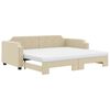 vidaXL Lit de jour avec gigogne et matelas cr&egrave;me 80x200 cm tissu