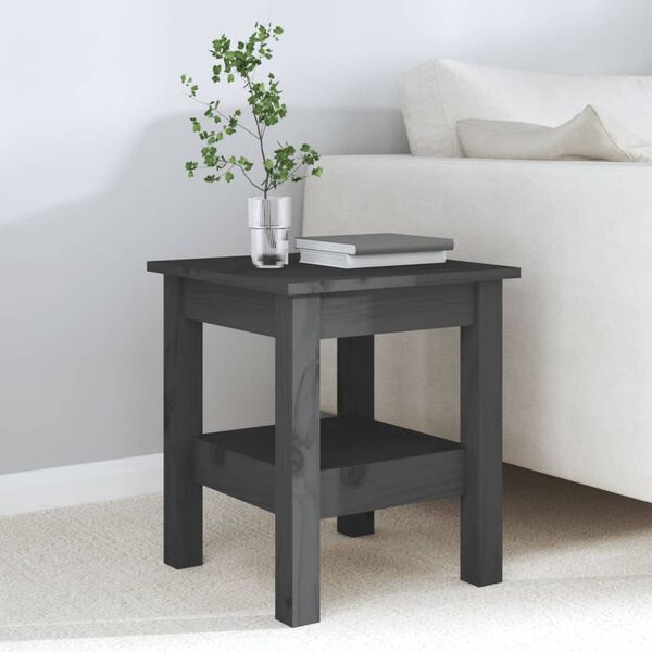 vidaXL Table basse Gris 35x35x40 cm Bois massif de pin