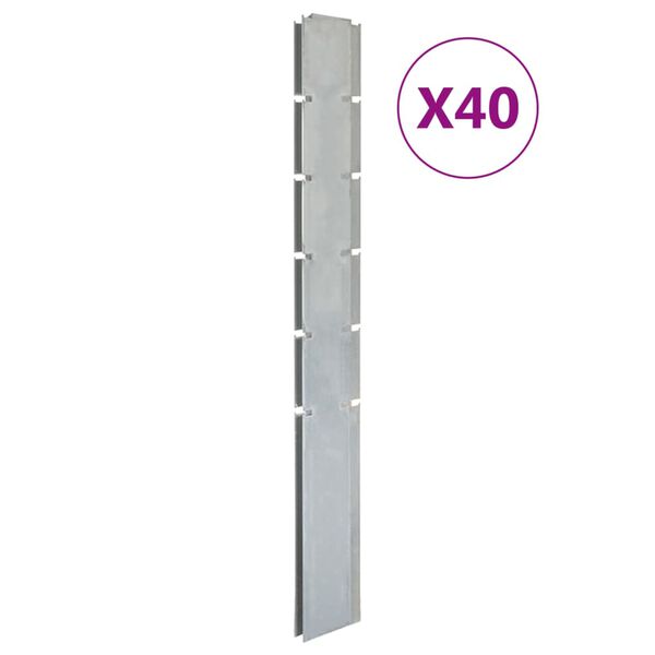 vidaXL Poteaux de cl&ocirc;ture 40 pcs argent&eacute; 160 cm&nbsp;acier galvanis&eacute;