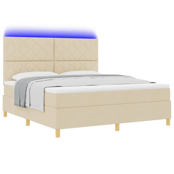vidaXL Lit &agrave; ressorts avec matelas Cr&egrave;me 180 x 200 cm tissu