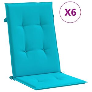 vidaXL Coussins de chaise &agrave; dossier haut lot de 6 turquoise tissu