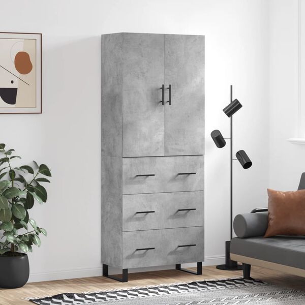 vidaXL Buffet haut Gris b&eacute;ton 69,5x34x180 cm Bois d'ing&eacute;nierie