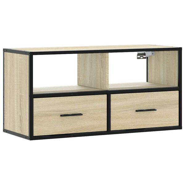 vidaXL Meuble TV chêne sonoma 80x31x39,5 cm bois d'ingénierie et métal