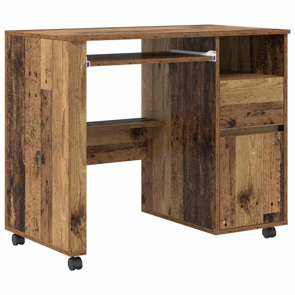 vidaXL Bureau avec roues Bois Ancien 91 x 50 x 77 cm Bois d'ingénierie