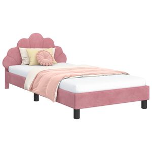 vidaXL Cadre de lit pour enfants avec t&ecirc;te de lit Rose 90 x 190 cm