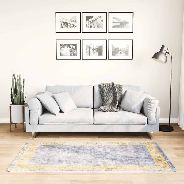 vidaXL Tapis lavable 80x150 cm Gris