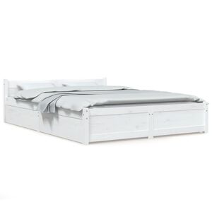 vidaXL Cadre de lit sans matelas avec tiroirs blanc 140x190 cm