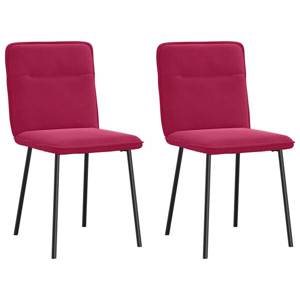 vidaXL Chaises à manger lot de 2 Rouge bordeaux Velours
