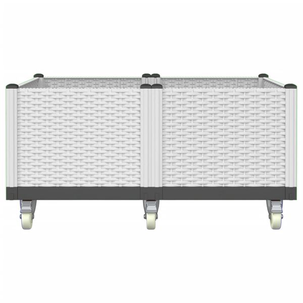 vidaXL Jardini&egrave;re &agrave; roulettes blanc 100x80x54 cm PP