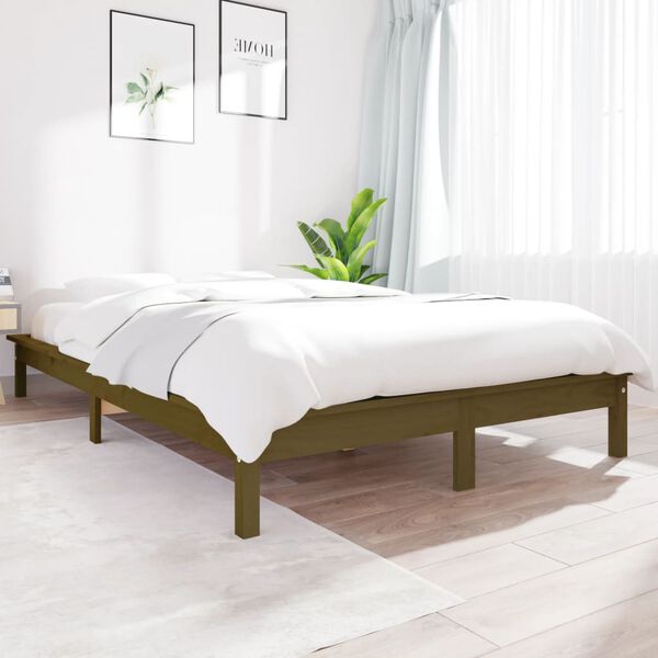 vidaXL Cadre de lit sans matelas marron miel 120x200 cm bois massif