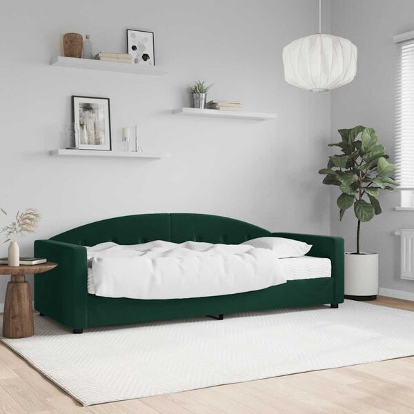 vidaXL Lit de jour avec matelas vert fonc&eacute; 80x200 cm velours
