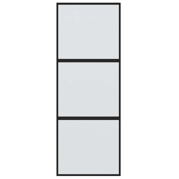 vidaXL Porte coulissante noir 76x205 cm verre trempé aluminium