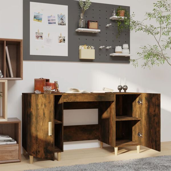 vidaXL Bureau Chêne fumé 140x50x75 cm Bois d'ingénierie