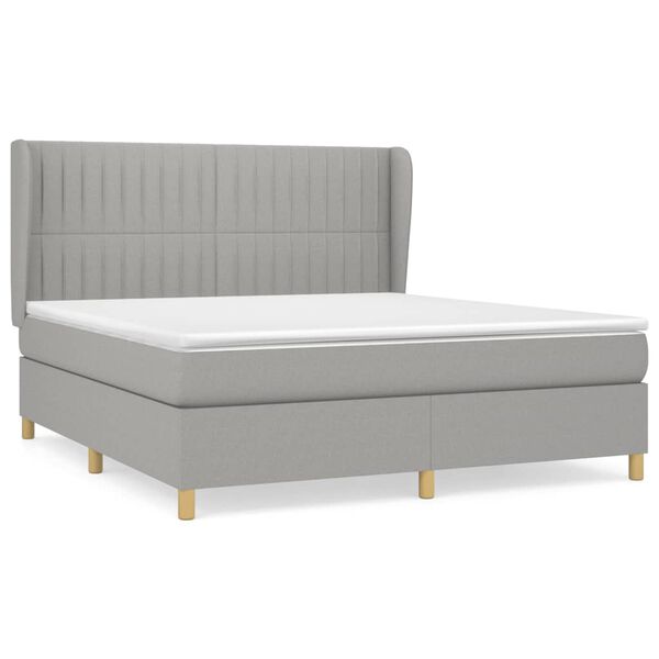 vidaXL Sommier &agrave; lattes de lit avec matelas Gris clair 160x200cm Tissu