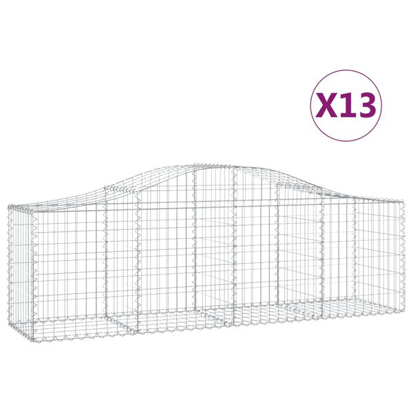 vidaXL Paniers à gabions arqués 13 pcs 200x50x60/80 cm Fer galvanisé