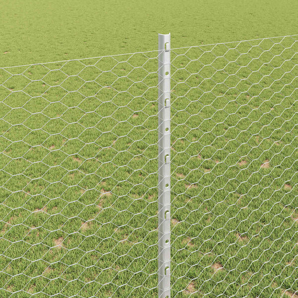 vidaXL Cl&ocirc;ture avec poteau Argent&eacute; 1,5 x 50 m Acier