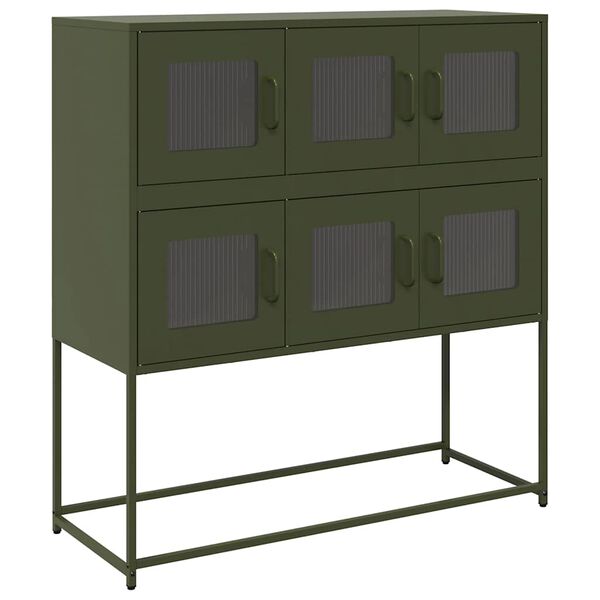 vidaXL Buffet vert olive 100,5x39x107 cm acier laminé à froid