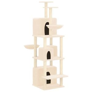 vidaXL Arbre &agrave; chat avec griffoirs en sisal Cr&egrave;me 180 cm