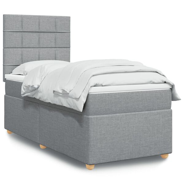 vidaXL Sommier à lattes de lit avec matelas gris clair 80x200 cm tissu