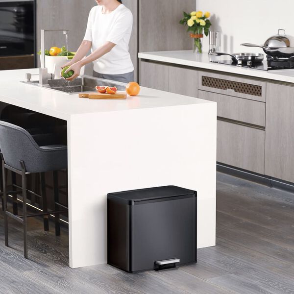 EKO Poubelle &agrave; p&eacute;dale Essential 2x15 L Noir