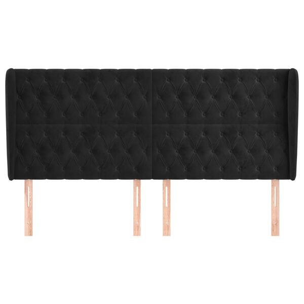 vidaXL Tête de lit avec oreilles Noir 203x23x118/128 cm Velours