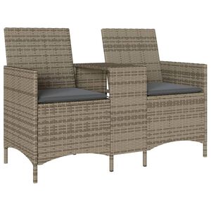 vidaXL Canap&eacute; de jardin 2 places avec table et coussins r&eacute;sine tress&eacute;e