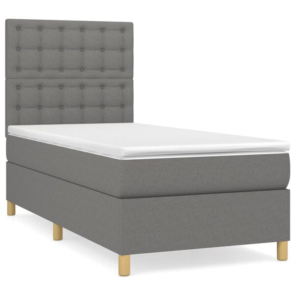 vidaXL Sommier &agrave; lattes de lit avec matelas Gris fonc&eacute; 100x200cm Tissu