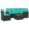 vidaXL Ensemble de canap&eacute; de jardin 6 pcs avec coussins noir r&eacute;sine tress&eacute;e