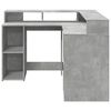 vidaXL Bureau et lumières LED gris béton 130x130x91cm bois ingénierie