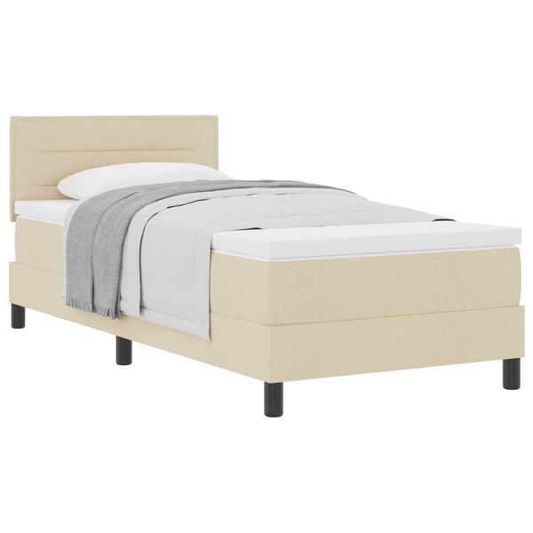 vidaXL Lit &agrave; ressorts avec matelas Cr&egrave;me 100 x 200 cm tissu