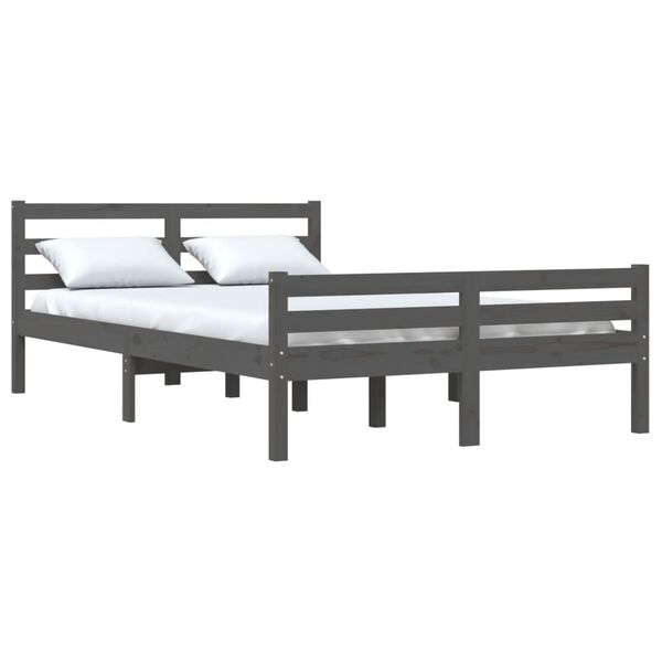 vidaXL Cadre de lit sans matelas gris bois massif 140x200 cm