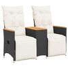 vidaXL Canap&eacute; de jardin inclinable 2 places avec table noir poly rotin