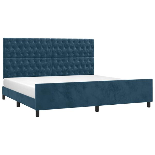 vidaXL Cadre de lit sans matelas bleu fonc&eacute; 200x200 cm velours