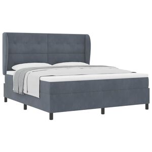 vidaXL Lit &agrave; ressorts avec matelas Gris fonc&eacute; 200 x 180 cm Polyester