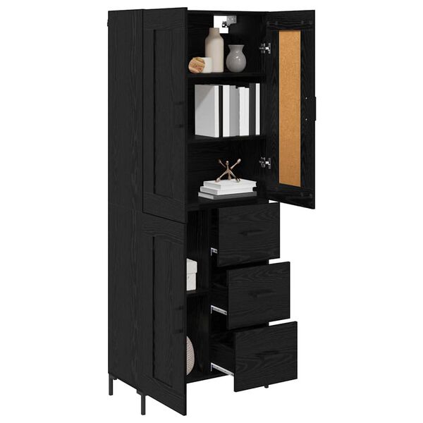 vidaXL Haut Armoire avec tiroir 2 pcs Ch&ecirc;ne noir Bois d'ing&eacute;nierie
