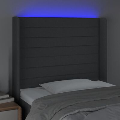 vidaXL Tête de lit à LED Gris foncé 93x16x118/128 cm Tissu