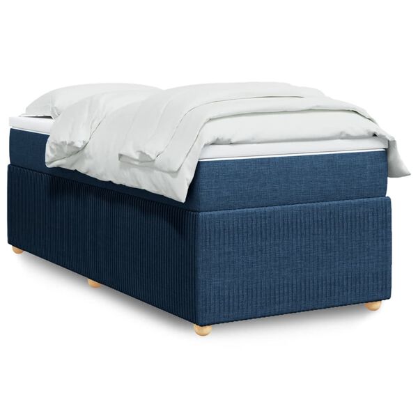 vidaXL Sommier &agrave; lattes de lit avec matelas Bleu 90x200 cm Tissu