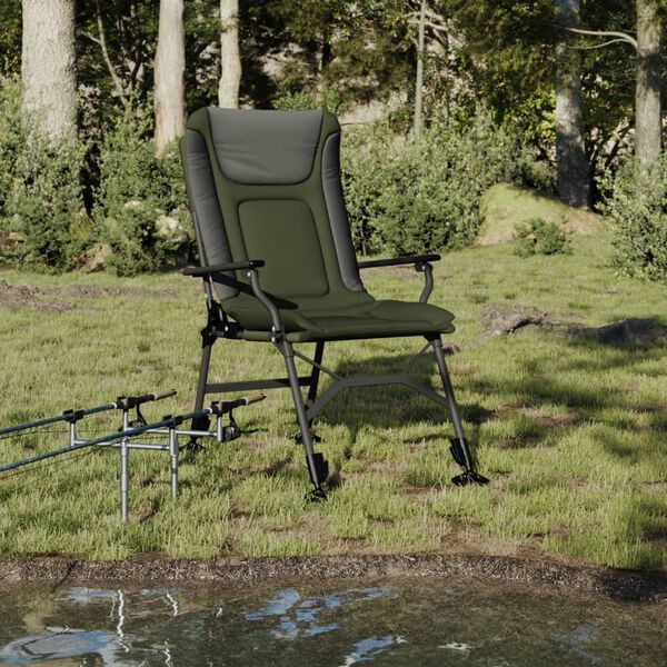 vidaXL Chaise de pêche avec accoudoir pliable vert