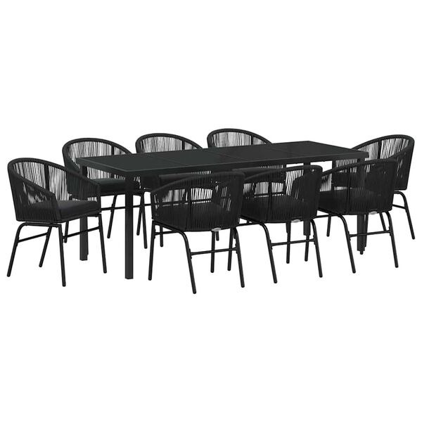 vidaXL Ensemble de salle &agrave; manger pour jardin 9 pcs Noir