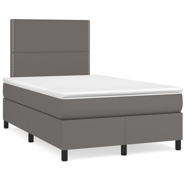 vidaXL Sommier &agrave; lattes de lit matelas LED gris 120x190 cm similicuir