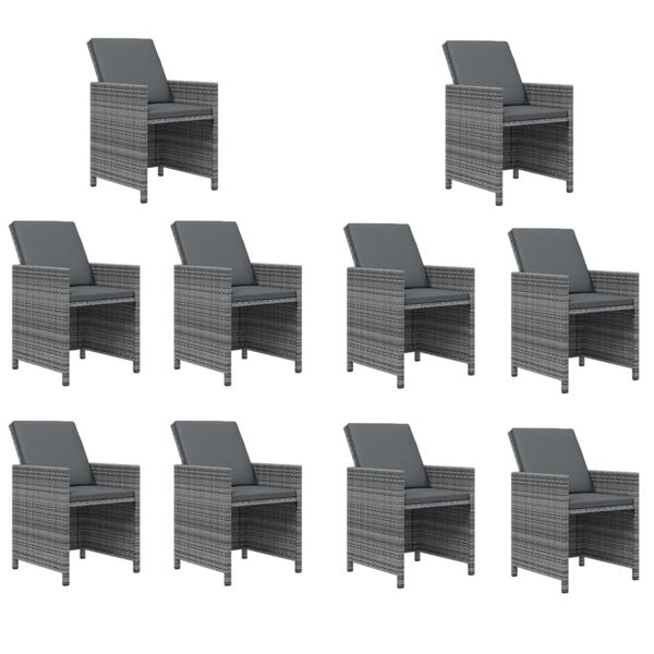 vidaXL Ensemble &agrave; manger de jardin coussins 11 pcs R&eacute;sine tress&eacute;e Gris