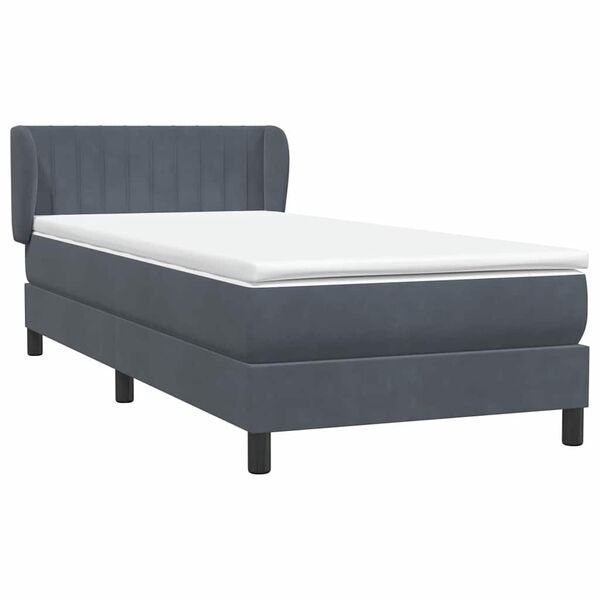 vidaXL Sommier &agrave; lattes de lit et matelas gris fonc&eacute; 90x220 cm velours