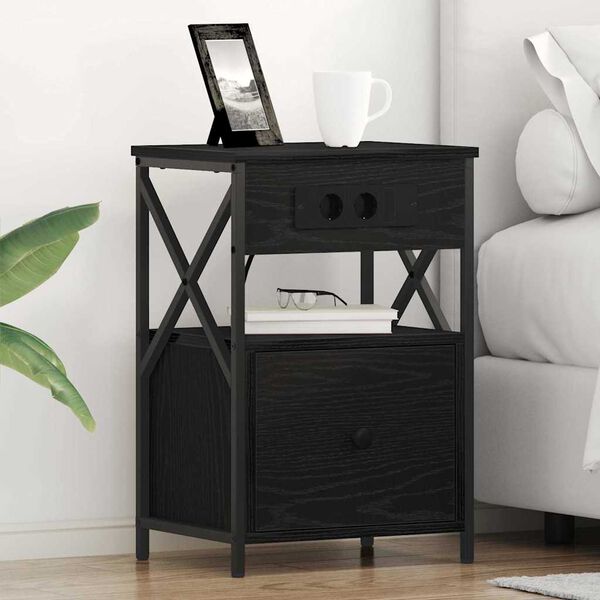 vidaXL Cabinet de chevet Ch&ecirc;ne noir 40 x 31 x 60 cm Bois d'ing&eacute;nierie