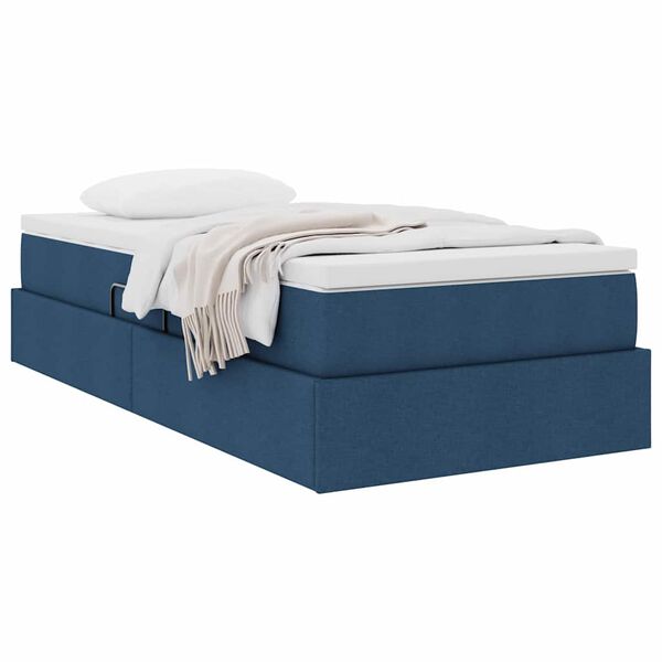 vidaXL Lit avec rangement et matelas Bleu 90 x 200 cm Polyester