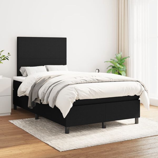 vidaXL Sommier &agrave; lattes de lit avec matelas noir 120x190 cm tissu