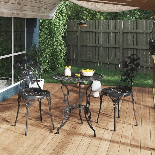 vidaXL Ensemble de bistro 3 pcs Aluminium coul&eacute; Noir