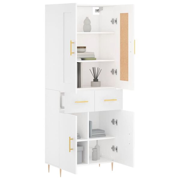 vidaXL Buffet haut Blanc 69,5x34x180 cm Bois d'ing&eacute;nierie