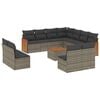 vidaXL Salon de jardin avec coussins 12 pcs gris r&eacute;sine tress&eacute;e