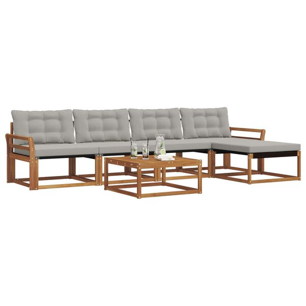 vidaXL Ensemble de canap&eacute;s d'ext&eacute;rieur 6 pcs Gris Naturel et Clair
