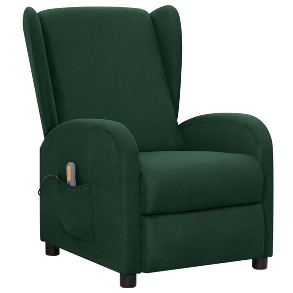 vidaXL Fauteuil de massage Vert foncé Tissu